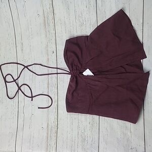 NWT Ecote Urban Outfitters Purple Tie Neck Split Front Tank Size Small